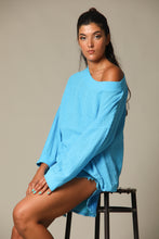 Load image into Gallery viewer, Colour Block Gauze Wide Crewneck Sweatshirt