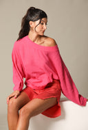 Colour Block Gauze Wide Crewneck Sweatshirt