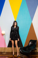 Sequin Velvet Mini Skirt