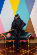 Flocked Denim Straight Leg