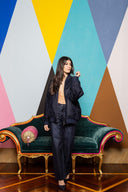 Flocked Denim Bomber