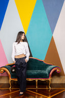 Flocked Denim Wide Leg