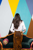 Flocked Denim Straight Leg