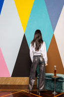 Iridescent Denim Low Waisted Cargos