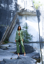 Load image into Gallery viewer, Iridescent Denim Oversized Jacket - FOREST GREEN