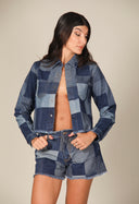 Patch Denim Cropped Jacket