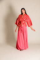 Colour Block Gauze Maxi Skirt