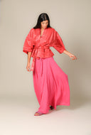 Colour Block Gauze Maxi Skirt