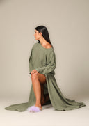 Colour Block Gauze Wide Crewneck Sweatshirt