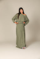 Colour Block Gauze Maxi Skirt