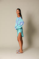 Iridescent Denim Long Shorts