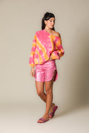 Iridescent Denim Long Shorts