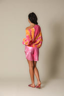 Iridescent Denim Long Shorts