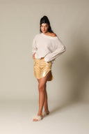 Colour Block Gauze Wide Crewneck Sweatshirt