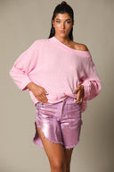 Iridescent Denim Long Shorts