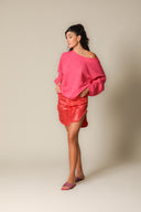 Colour Block Gauze Wide Crewneck Sweatshirt