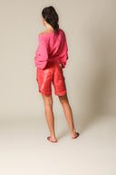 Iridescent Denim Long Shorts