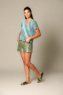 Iridescent Denim Shorts