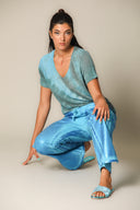 Tie Dye Linen V Neck Tee