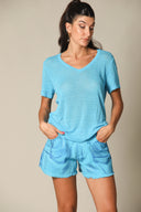 Iridescent Denim Shorts