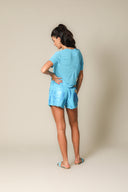 Iridescent Denim Shorts