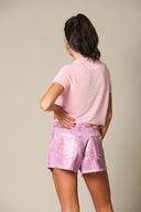 Iridescent Denim Shorts