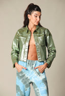 Iridescent Denim Cropped Jacket