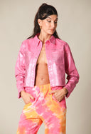 Iridescent Denim Cropped Jacket