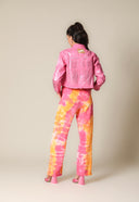 Iridescent Denim Cropped Jacket