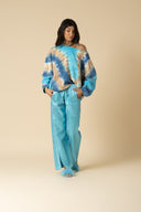 Iridescent Denim Slit Pants