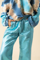Iridescent Denim Slit Pants