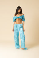 Iridescent Denim Low Waisted Cargos