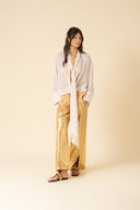 Iridescent Denim Slit Pants