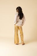 Iridescent Denim Slit Pants