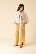 Iridescent Denim Slit Pants