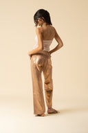 Iridescent Denim Slit Pants