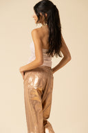 Iridescent Denim Slit Pants