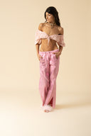 Iridescent Denim Slit Pants