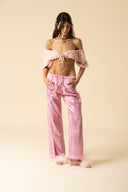 Iridescent Denim Slit Pants