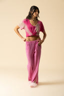 Tie Dye Linen V Neck Tee