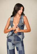 Patch Denim Waistcoat