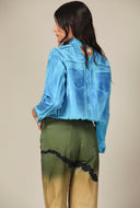 Iridescent Denim Cropped Jacket