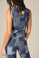 Patch Denim Waistcoat