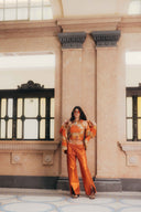 Iridescent Denim Wide Leg - ORANGE