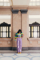 Iridescent Denim Slim Cargos - LILAC