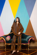 Flocked Denim Bomber