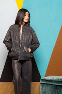 Iridescent Denim Bomber Jacket