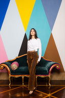 Flocked Denim Straight Leg