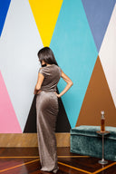 Sequin Velvet One Shoulder Maxi Dress