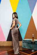 Sequin Velvet One Shoulder Maxi Dress